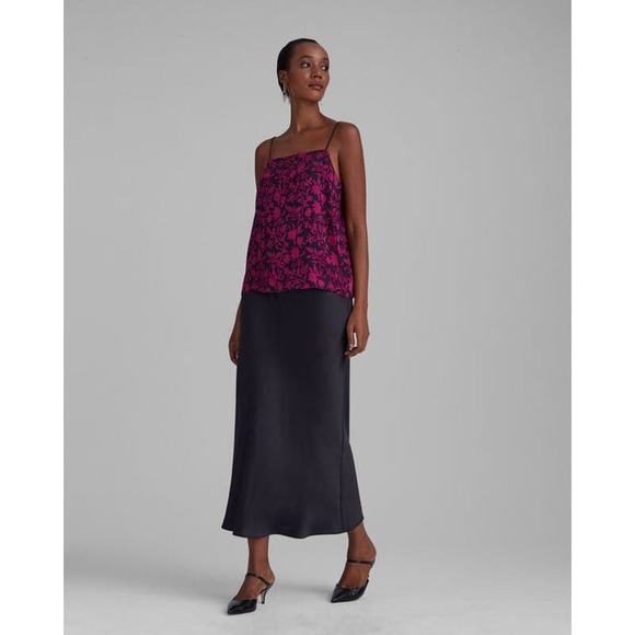 Club Monaco Trycia Black Bias Slip Midi Skirt Size 8 - Picture 4 of 9